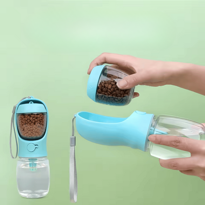 Portable Pet Water Bottle With Food Container